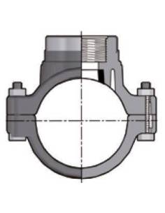 UIFV, odcepno sedlo d225 x 1 1/2'' NN z ojačitvijo, PVC-U, PFA16