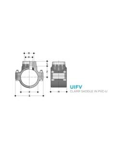UIFV, odcepno sedlo d225 x 2'' NN z ojačitvijo, PVC-U, PFA16
