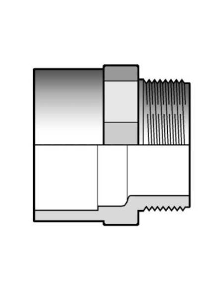 Dvojna spojka, 20x16x1/2", PN16, s priklopom za lepljenje in zunanjim navojem