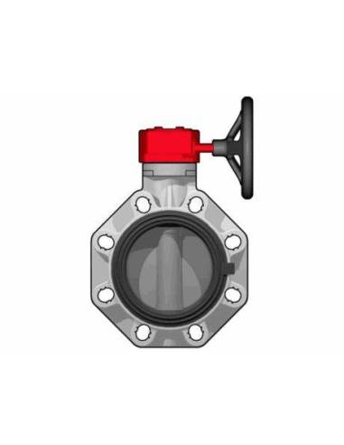 FKOV/RM, dušilna loputa d250/280, DN250, Ohišje PP/GR, loputa PVC-U, tesnilo EPDM, PN 10