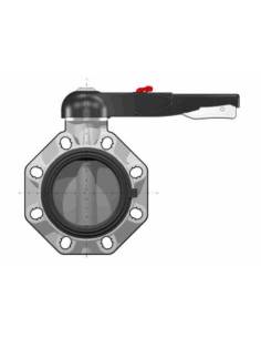 FKOM/LM, dušilna loputa, d160, DN150, Ohišje PP/GR, loputa PP-H, EPDM, PN 10