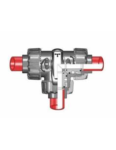 PP-H DualBlock® kroglični tropotni ventil T-izvedbe, d20, DN15, PN16, za fuzijsko varjenje