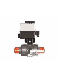 PP-H DualBlock® kroglični ventil, d32, DN25, PN10, motorni pogon 24 V AC/DC, za fuzijsko varjenje