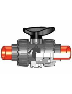 PP-H DualBlock® kroglični ventil, d63, DN50, PN10, za fuzijsko varjenje