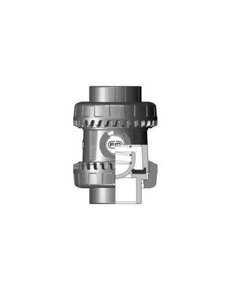 Nepovratni ventil z vzmetjo, d32, DN25, PN16, z holandci za lepljenje PVC-U, EPDM tesnila, SS vzmet